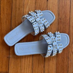 Studded baby blue women’s flats